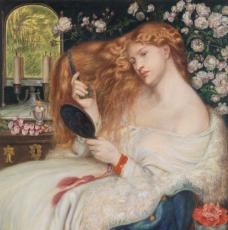 femme à sa toilette se coiffant