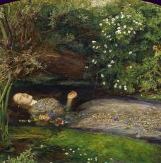 femme noyée entourée de végétation