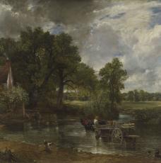 paysage avec une rivière et une charrette