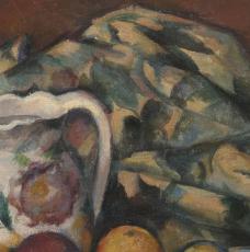 Paul Cézanne (1839-1906), Pommes et oranges (détail de la draperie aux feuillages). Vers 1899, peinture (huile sur toile), 74 × 93 cm. Paris, musée d’Orsay