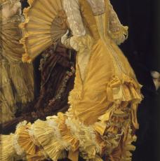 Jacques Joseph Tissot, dit James Tissot (1836-1902), Evening (Le Bal). Détail du tissu japonais à motif de poissons. 1878, peinture (huile sur toile), 91 × 51 cm. Paris, musée d’Orsay