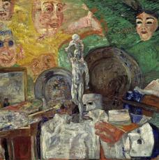 James Ensor (1860-1949), Nature morte dans l’atelier. 1889, peinture (huile sur toile), 83 × 113,5 cm. Allemagne, Munich, Bayerische Staatsgemäldesammlungen, Neue Pinakothek