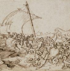 Théodore Géricault (1791-1824), La Révolte contre les officiers. Étude pour Le Radeau de La Méduse. 1819, dessin (encre sur papier). Rouen, musée des Beaux-Arts (INV890-52)