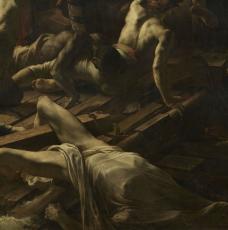 Théodore Géricault (1791-1824), Le Radeau de La Méduse. Titre ancien : Scène de naufrage. Détail du cadavre au premier plan. 1818-1819, peinture (huile sur toile), 491 × 716 cm. Paris, musée du Louvre (INV 4884)