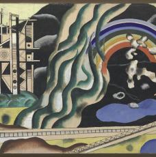 Fernand Léger (1881-1955), Le Transport des forces. Esquisse préparatoire. 1937, dessin (gouache et crayon sur papier), 50,9 × 100 cm. Biot, musée national Fernand-Léger (MNFL 97053)