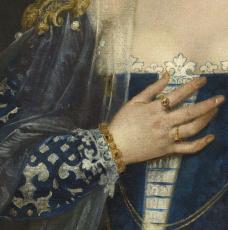 Paolo Caliari, dit Véronèse (1528-1588), Une patricienne de Venise, dit La Belle Nani. Détail de la main sur le cœur. Vers 1560, peinture (huile sur toile), 119 × 103 cm. Paris, musée du Louvre, RF 2111
