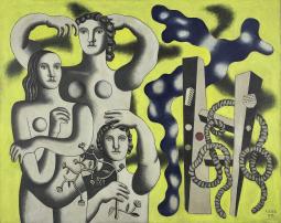 Composition aux trois figures - François Léger, femmes sur fond jaune