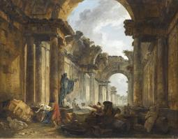 galerie en ruines avec l'apollon du belvédère