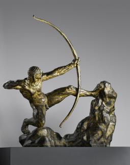 Antoine Bourdelle (1861-1929), Héraklès tue les oiseaux du lac Stymphale (Héraklès archer). 1923, sculpture (bronze doré), 248 × 247 × 123 cm. Paris, musée d’Orsay (RF 3174)