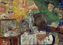 James Ensor (1860-1949), Nature morte dans l’atelier. 1889, peinture (huile sur toile), 83 × 113,5 cm. Allemagne, Munich, Bayerische Staatsgemäldesammlungen, Neue Pinakothek