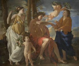 Un poète écrivant avec Apollon et une muse