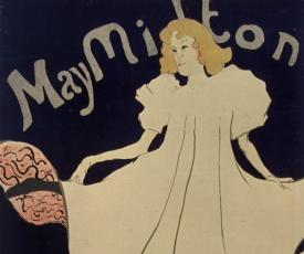 Affiche de Tououse-Lautrec, femme en blanc dans un cabaret