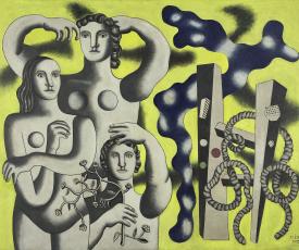 Composition aux trois figures - François Léger, femmes sur fond jaune