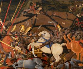 cavalier désarçonné lors d'une bataille de la Renaissance