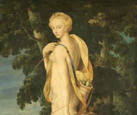 Diane chasseresse femme nue avec un lévrier