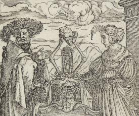 homme et femme avec une allégorie de la mort
