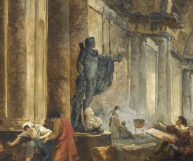 Apollon du Belvédère dans une galerie en ruines