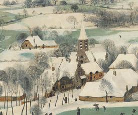 village enneigé et de l'église