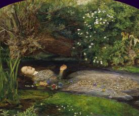 jeune femme allogée dans l'eau entourée de végétation