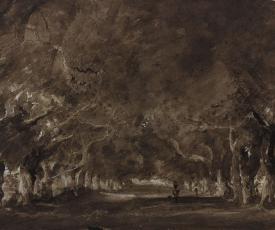 esquisse déssinée d'une allée arborée