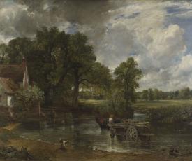 paysage avec une rivière et une charrette