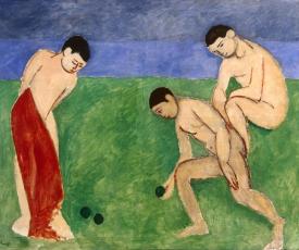 joueurs de boules nus