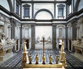 Vue de l’intérieur de la chapelle des Médicis, avec les tombeaux de Julien et de Laurent II Michel-Ange, Michelangelo Buonarroti dit (1475-1564)