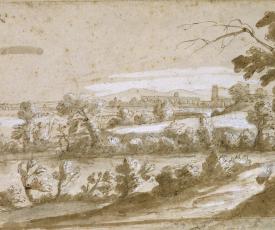 Paysage pris dans la campagne de Rome Claude Gellée dit Le Lorrain (1600-1682)