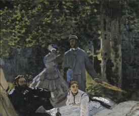 Claude Monet (1840-1866), Le Déjeuner sur l’herbe. Entre 1865 et 1866, peinture (huile sur toile), 248,7 × 218 cm. Paris, musée d’Orsay (RF 1987 12)