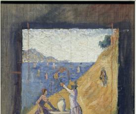 Paul Signac (1863-1935), Femmes au puits. Esquisse III (recto). 1892, peinture (huile sur bois), 26 × 40 cm. Paris, musée d’Orsay (RF 1979 4 A)