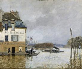 Alfred Sisley (1839-1899), L’Inondation à Port-Marly. 1876, peinture (huile sur toile), 50,5 × 61 cm. Rouen, musée des Beaux-Arts