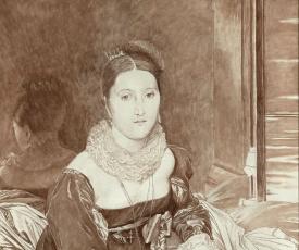 Jacques Joseph Tissot, dit James Tissot (1836-1902), d’après Jean-Auguste-Dominique Ingres (1780-1867), Portrait de madame de Senonnes. Copie en grisaille d’après Ingres. Achevé en 1899, peinture (huile sur toile), 102 × 81,3 cm. Nantes, musée d’Arts