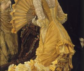 Jacques Joseph Tissot, dit James Tissot (1836-1902), Evening (Le Bal). Détail du tissu japonais à motif de poissons. 1878, peinture (huile sur toile), 91 × 51 cm. Paris, musée d’Orsay