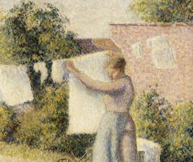 Camille Pissarro (1830-1903), Femme étendant du linge. 1887, peinture (huile sur toile), 41 × 33 cm. Paris, musée d’Orsay