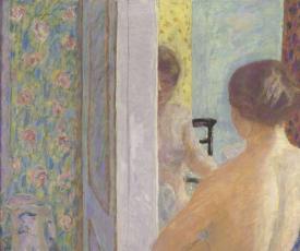 Pierre Bonnard (1867-1947), La Toilette (Toilette rose). 1914, repris en 1921, peinture (huile sur toile), 119,5 × 79 cm. Paris, musée d’Orsay