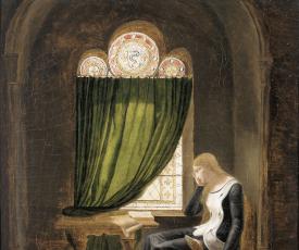 Fleury François Richard (1777-1852), Valentine de Milan pleurant la mort de son époux. Vers 1802, peinture (huile sur toile), 54 × 46 cm. Rueil-Malmaison, musée national des Châteaux de Malmaison et Bois-Préau (MM2003.20.1)