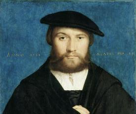 Hans Holbein, dit le Jeune (1497-1543), Hermann Hillebrandt de Wedigh (né en 1494). 1533, peinture (huile sur toile), 42,1 × 32,6 cm. Allemagne, Berlin, Gemäldegalerie (acquis avec la collection du banquier Barthold Suermondt en 1874, 586B)