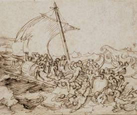 Théodore Géricault (1791-1824), La Révolte contre les officiers. Étude pour Le Radeau de La Méduse. 1819, dessin (encre sur papier). Rouen, musée des Beaux-Arts (INV890-52)