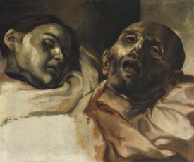 D’après Théodore Géricault (1791-1824), Les Suppliciés. Original de la première moitié du XIXe siècle, peinture (huile sur papier marouflé sur toile), 46 × 55 cm. Dijon, musée Magnin (1938 F 414)