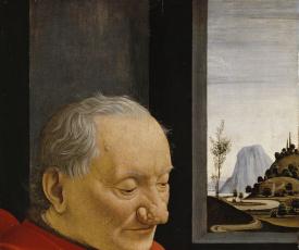 Domenico Ghirlandaio (1449-1494), Portrait d’un vieillard et d’un jeune garçon. 1490, peinture (tempera sur bois de peuplier), 62,7 × 46,3 cm. Paris, musée du Louvre (RF 266)