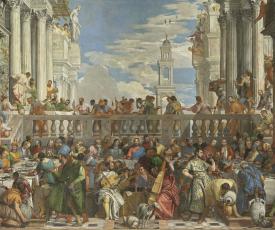 Paolo Caliari, dit Véronèse (1528-1588), Les Noces de Cana. Peint pour le réfectoire des bénédictins de San Giorgio Maggiore, à Venise (Italie). 1562-1563, peinture (huile sur toile), 677 × 994 cm. Paris, musée du Louvre, INV 142