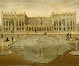Vue du château de Versailles sur le parterre d'eau vers 1675 