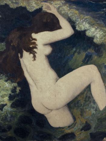 Femme nue dans une vague
