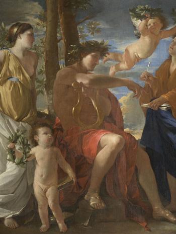 Un poète écrivant avec Apollon et une muse
