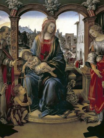 Vierge à l'Enfant entourée de saint Jean-Baptiste enfant, Martin et sainte Catherine d'Alexandrie