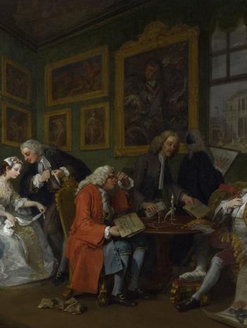 Familles anglaises réunies pour signer un contrat de mariage au XVIIIe siècle