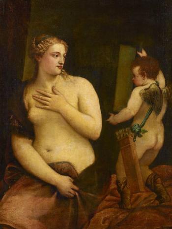 femme nue avec un miroir