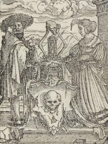 homme et femme avec une allégorie de la mort
