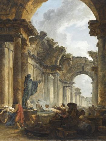 galerie en ruines avec l'apollon du belvédère