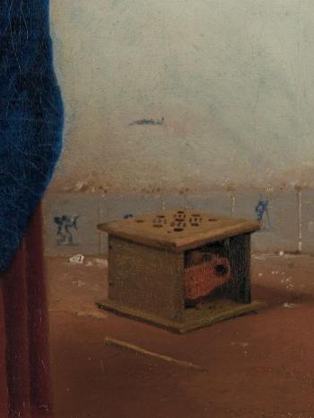 Il s'agit d'une partie du tableau La Laitière, un zoom sur la chaufferette au fond à droite de l'œuvre 